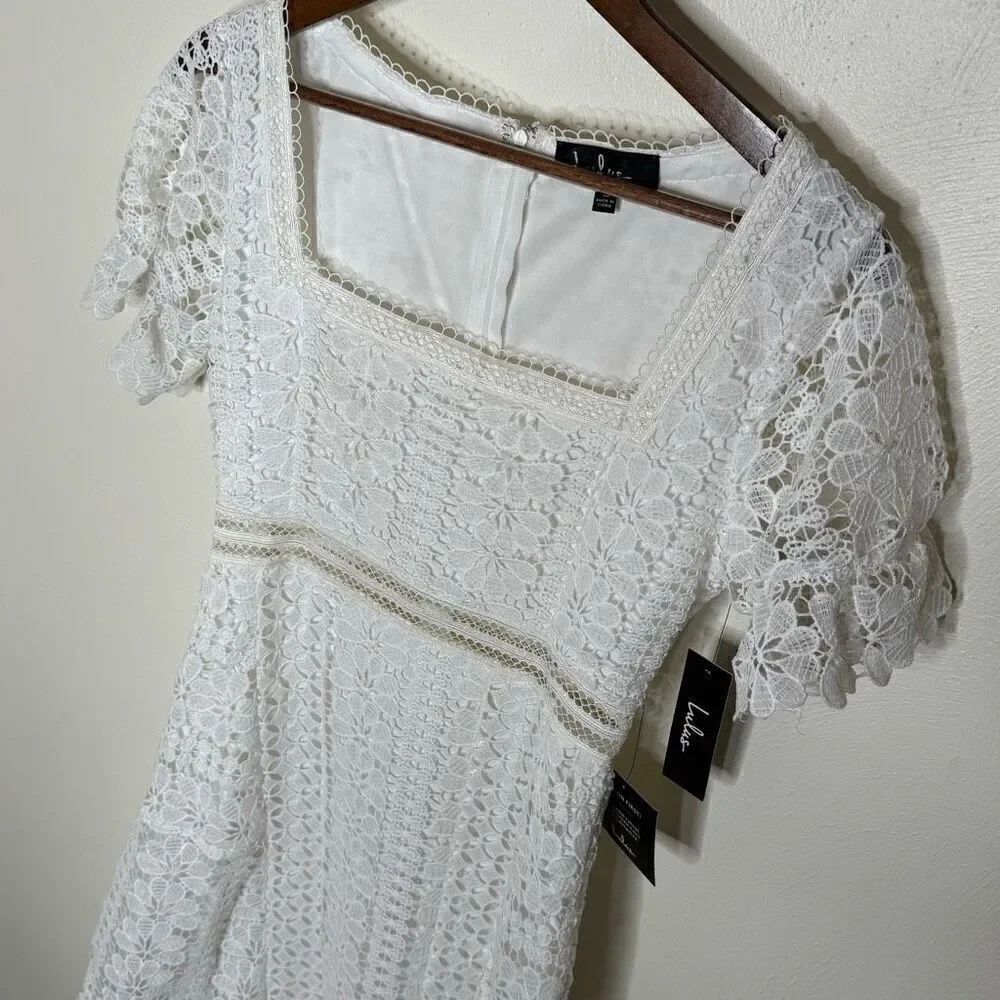 Lulu’s Live To Be Loved White Lace Midi Dress - Women’s US S - Picture 6 of 10